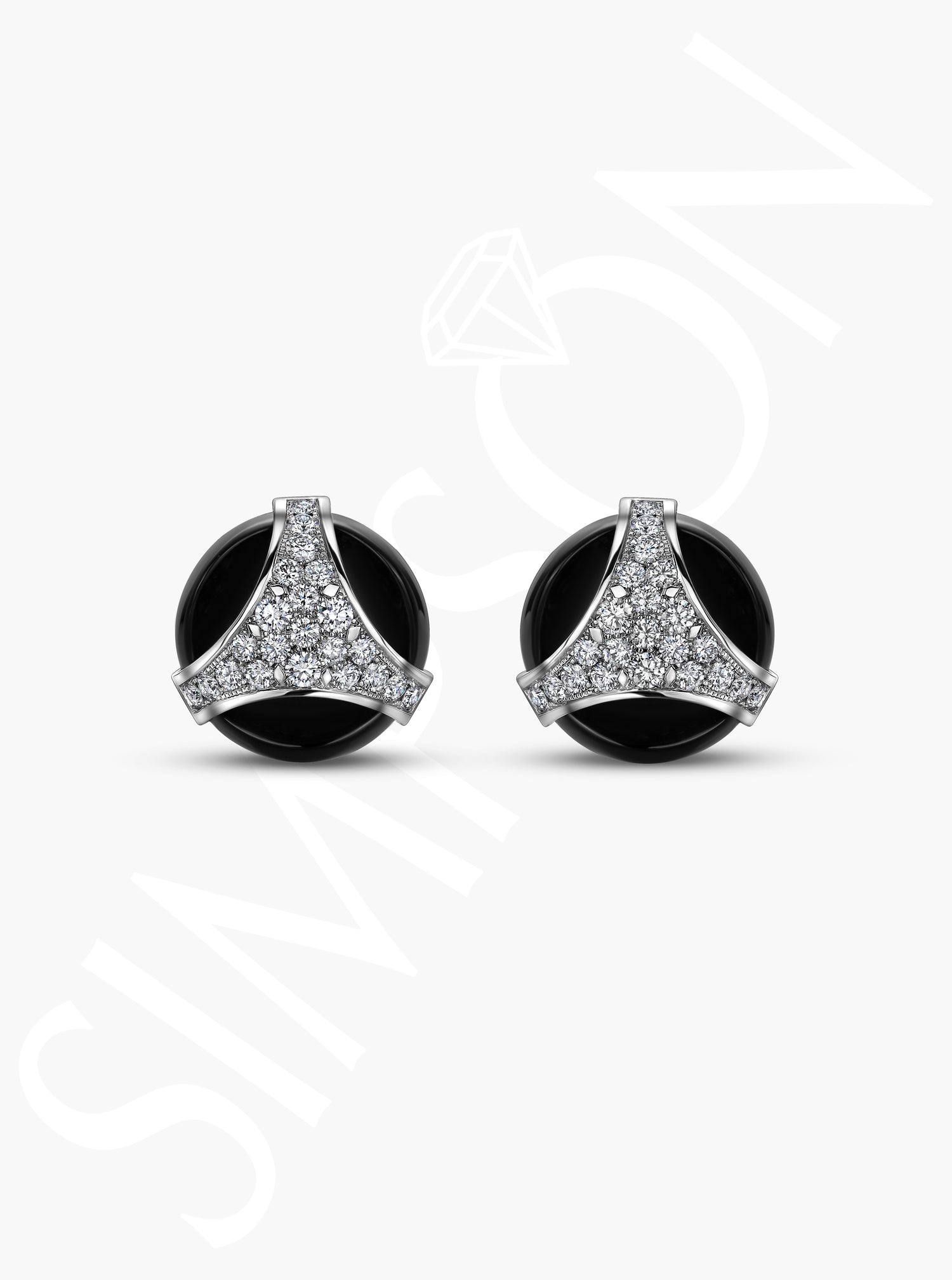 Black Onyx and Diamond Triangular Cufflinks