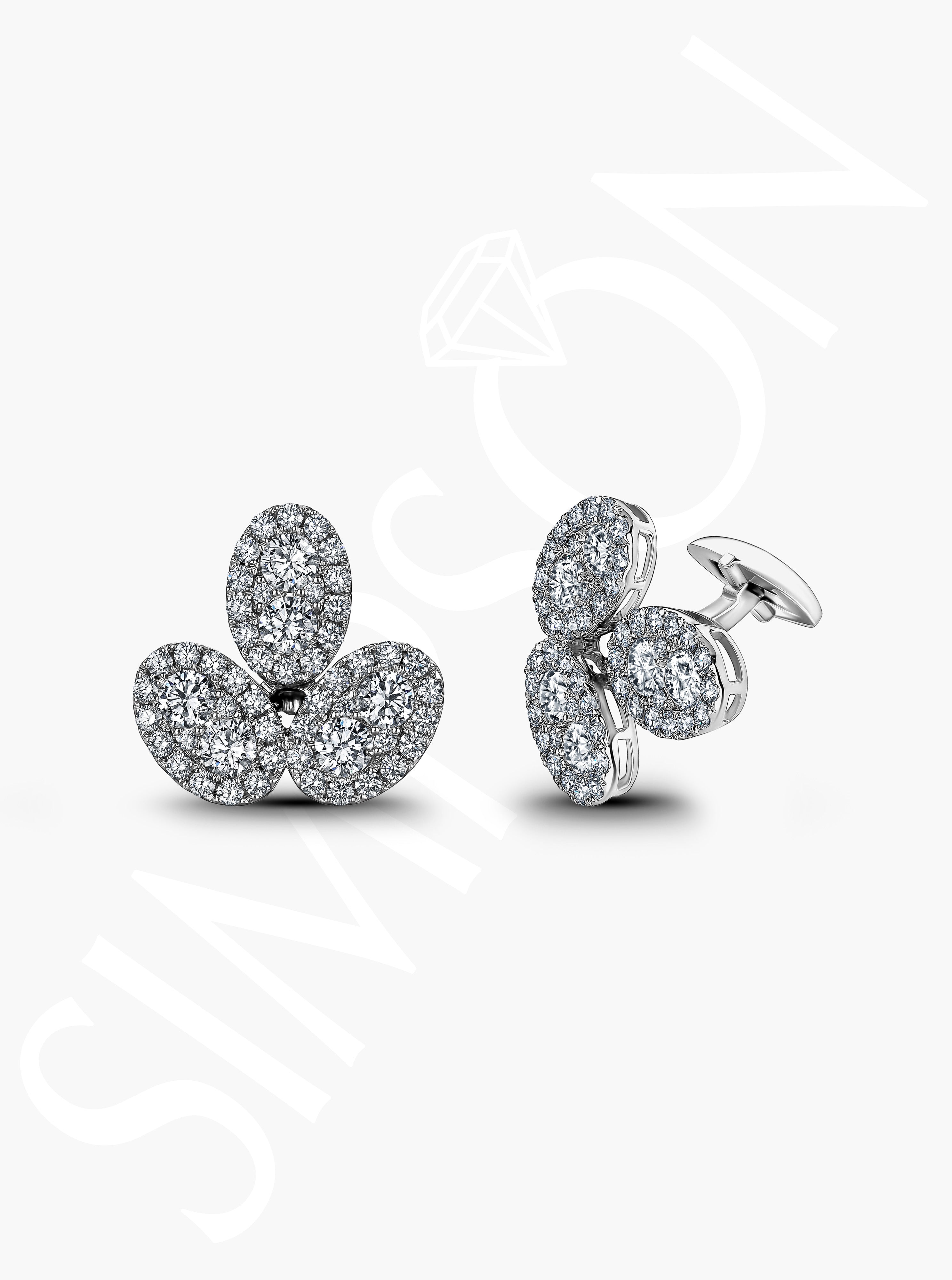 Triple Oval Diamond Cluster Cufflinks