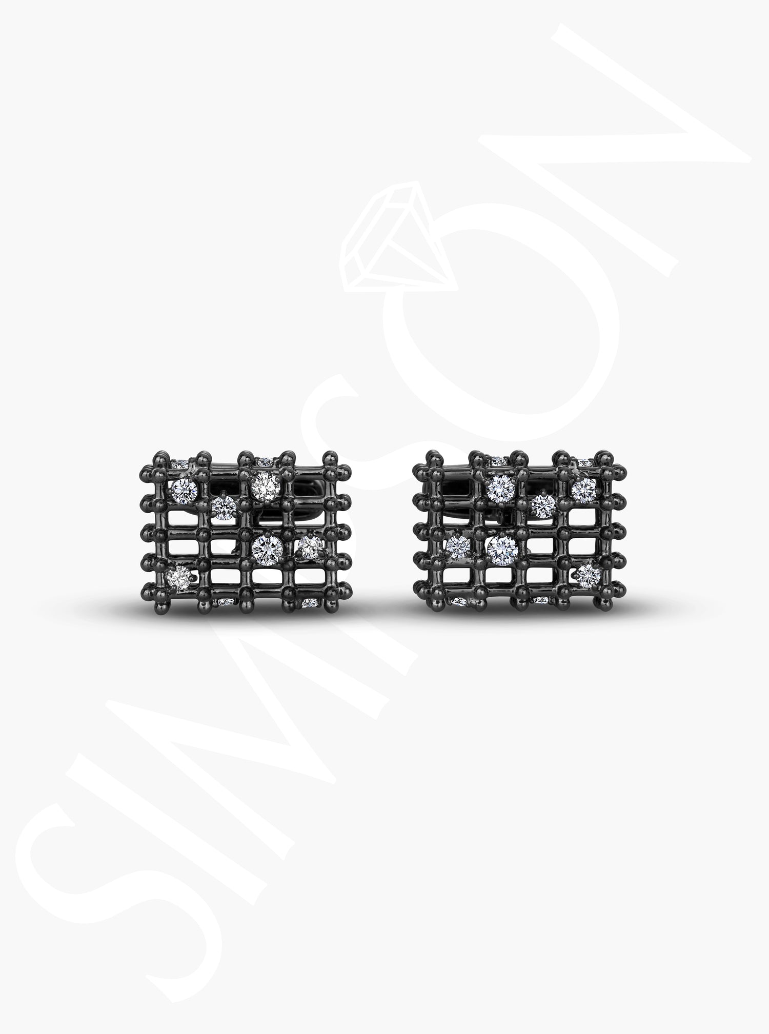 Grid Cufflinks with Diamond Accents