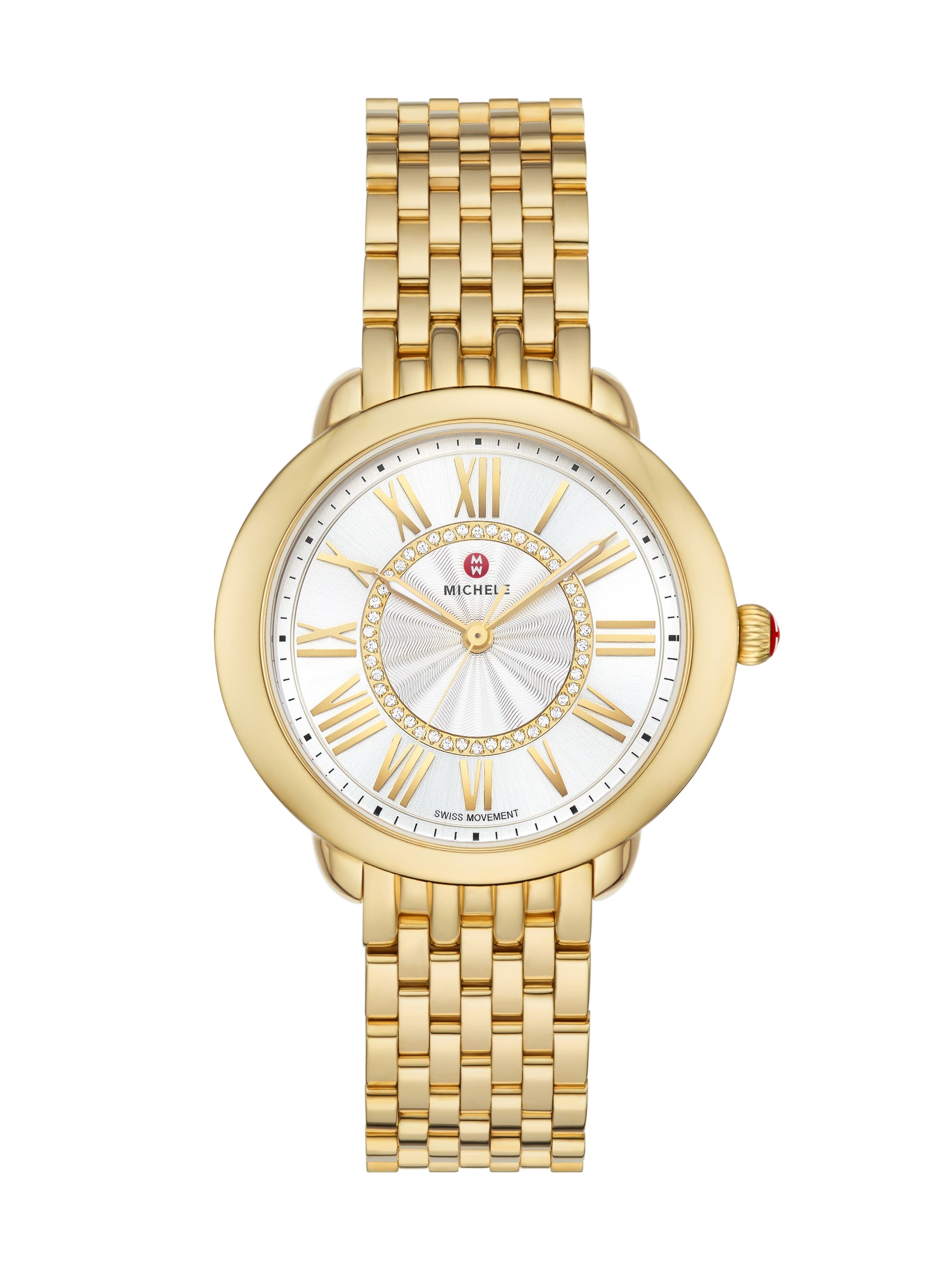 Serein Mid 18k Gold-Plated Diamond Dial Watch