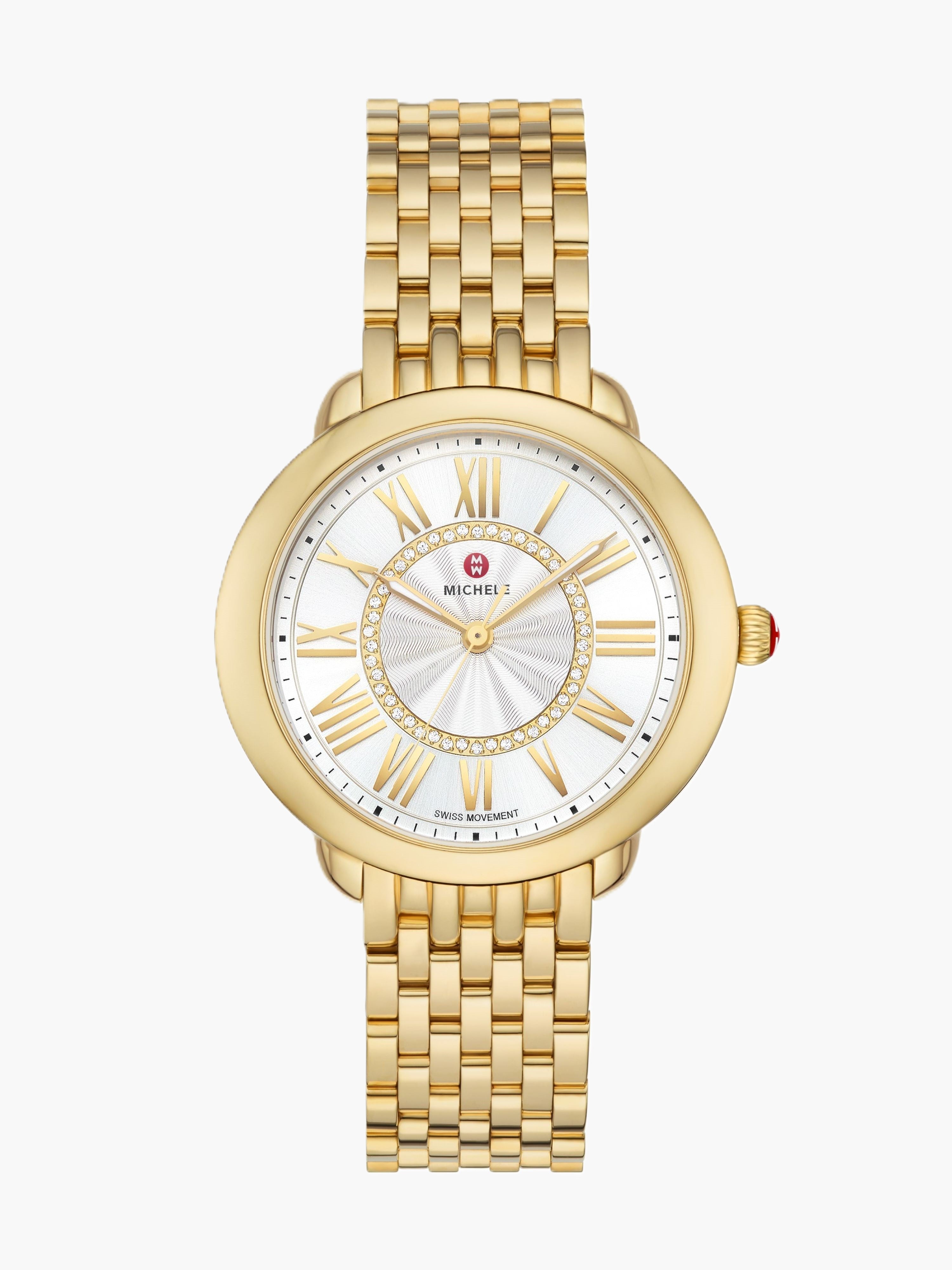 Serein Mid 18k Gold-Plated Diamond Dial Watch