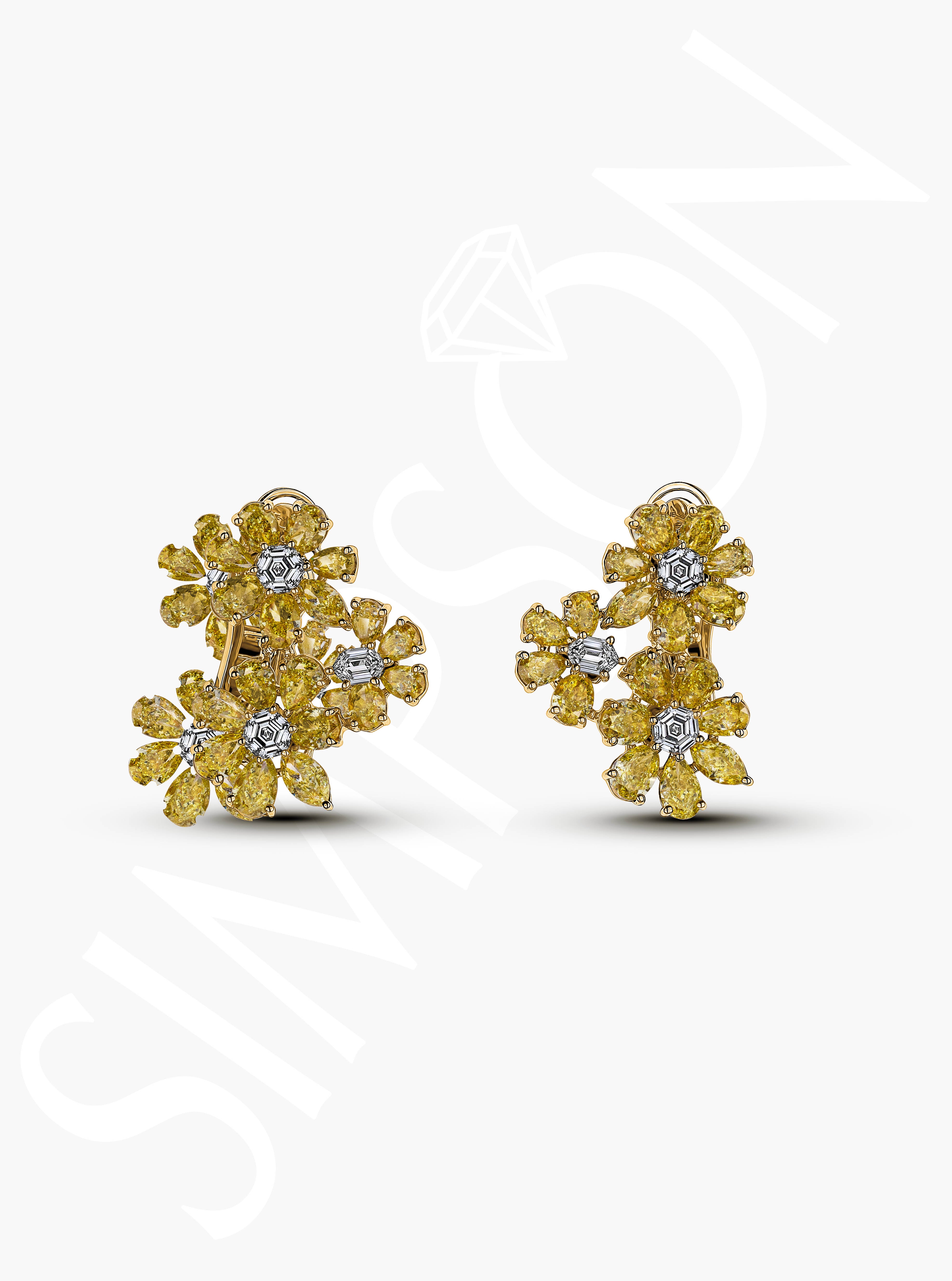 Golden Blossom Diamond Earrings