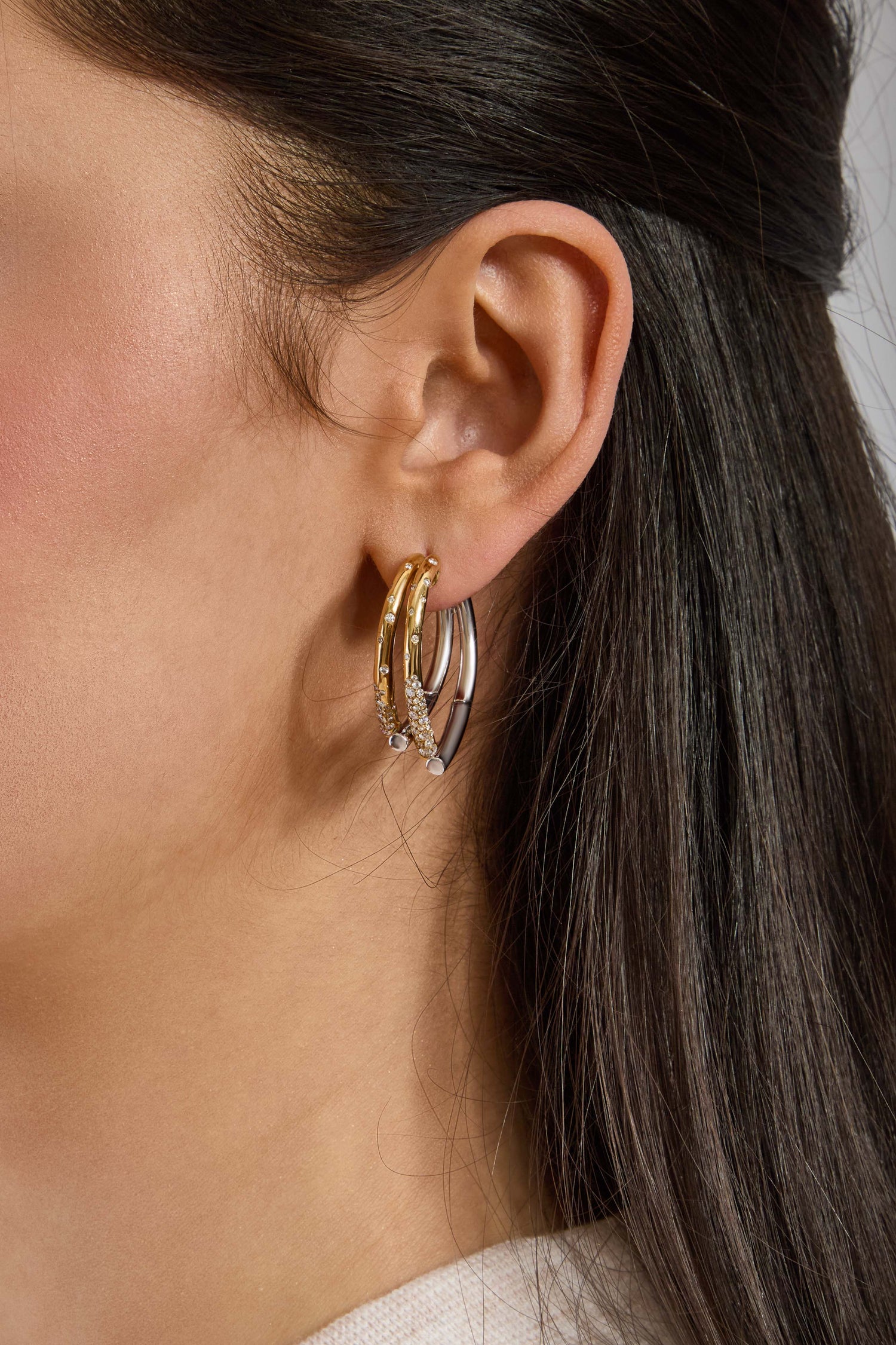 Two-Tone Multi-Hoop Earrings